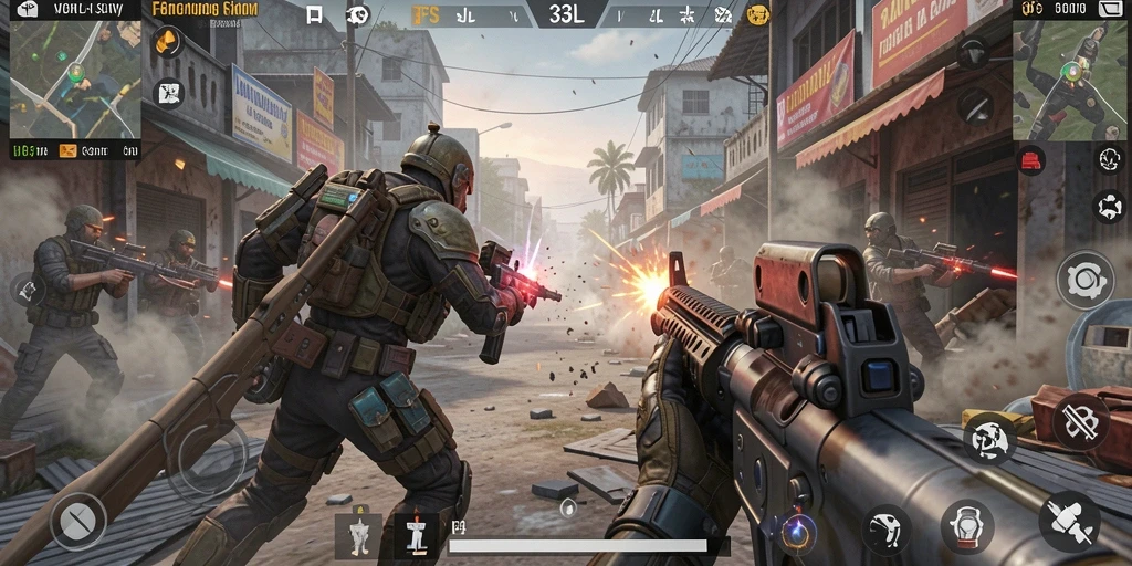 Screenshot gameplay 33L menampilkan aksi seru pertarungan FPS.