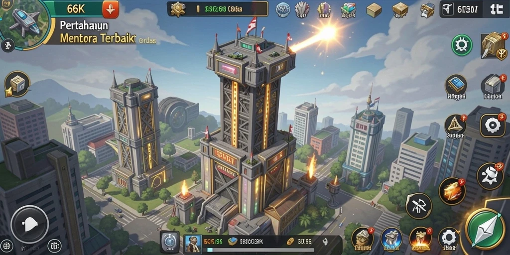 Tampilan gameplay seru dari 66K dalam kategori Tower Defense.