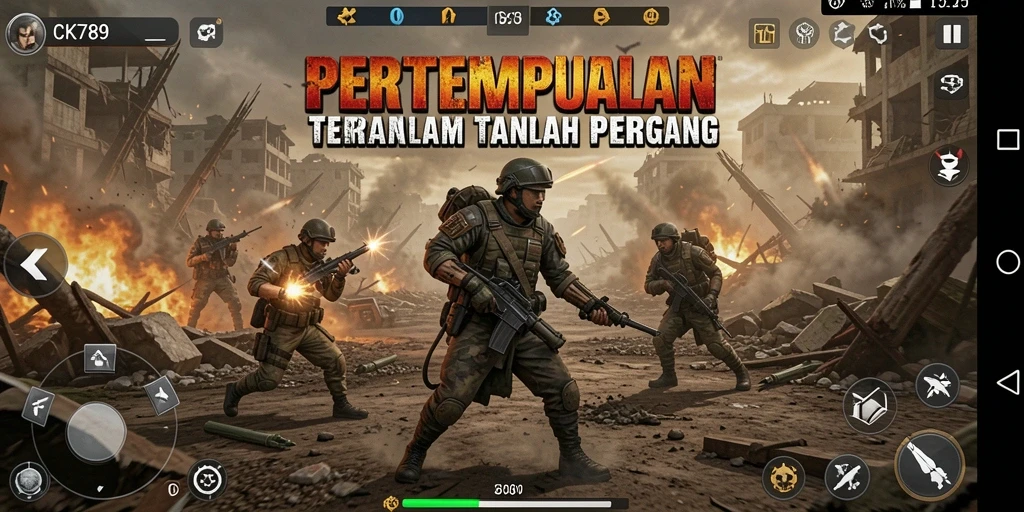 Tangkapan layar dari gameplay CK789 yang menampilkan aksi Battle Royale yang seru.
