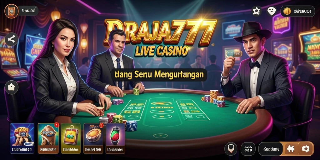 Screenshot gameplay Live Casino DRAJA777 dengan dealer profesional.