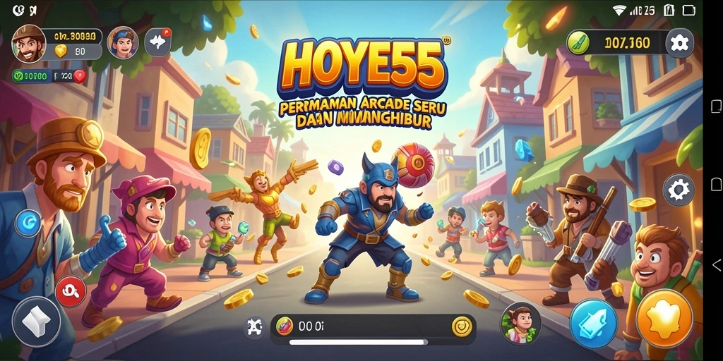 Screenshot gameplay Arcade HOYE55 menunjukkan aksi seru yang menantang.