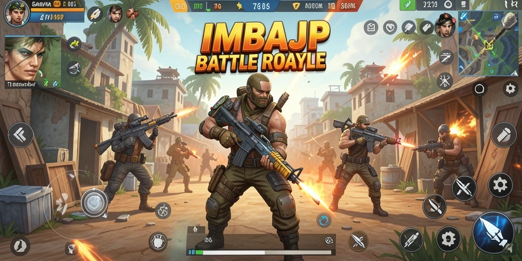 Screenshot IMBAJP menampilkan aksi seru dalam permainan Battle Royale.