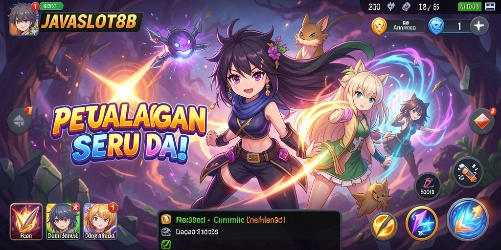 Tampilan gameplay seru dengan karakter anime yang menarik.