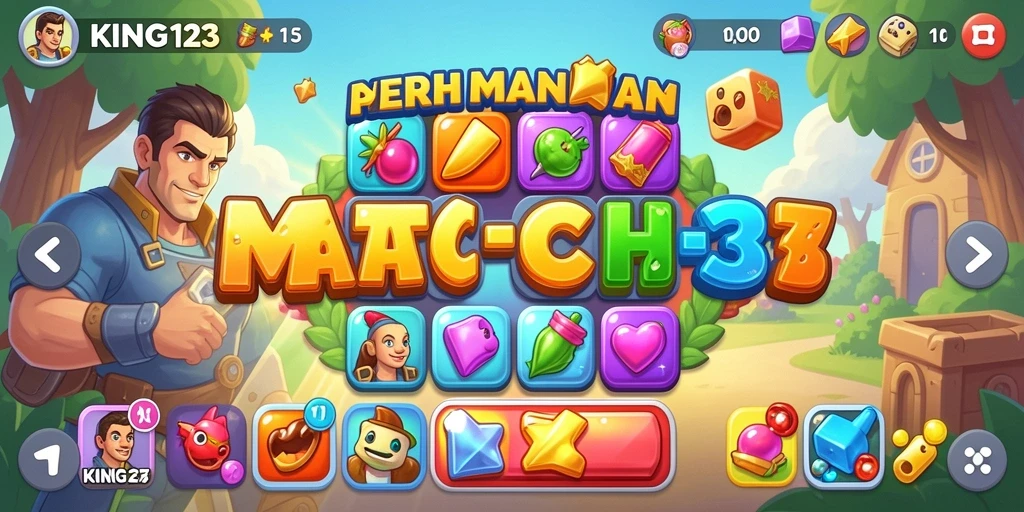 Tampilan gameplay KING123 yang penuh warna dan seru.