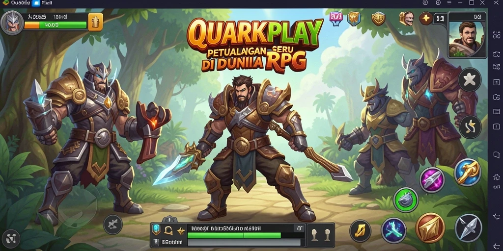 Tampilan screenshot menunjukkan aksi pertempuran seru dalam QUARKPLAY.