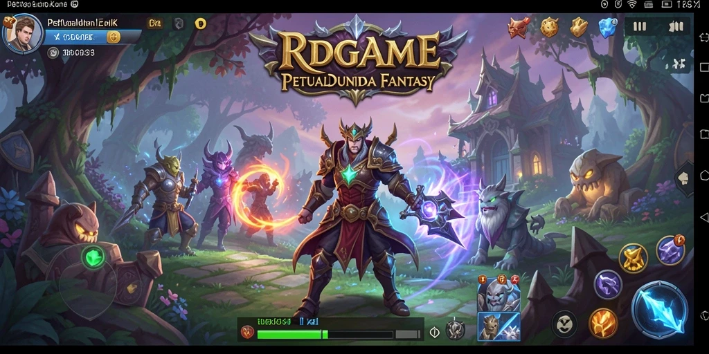 Tangkapan layar RPGAME menampilkan pertarungan epik dalam dunia fantasi.