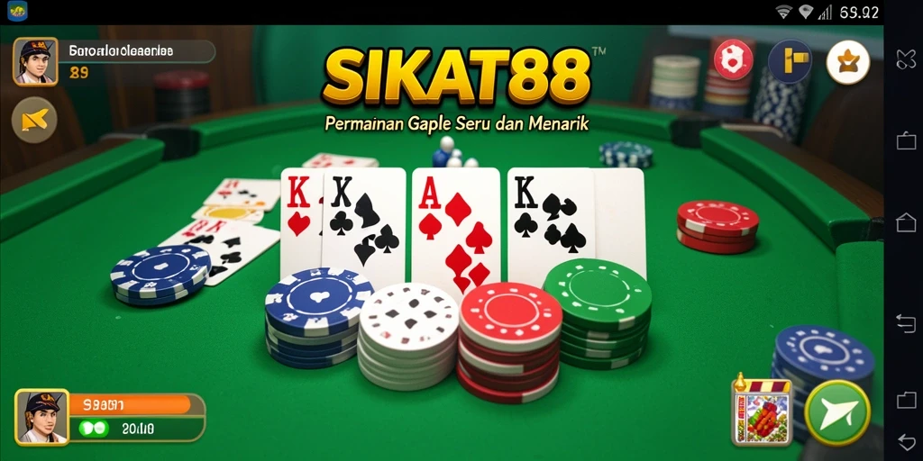 Tampilan menarik dari gameplay Gaple SIKAT88.