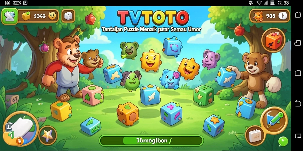 Screenshot utama TVTOTO menampilkan gameplay teka-teki yang menarik.