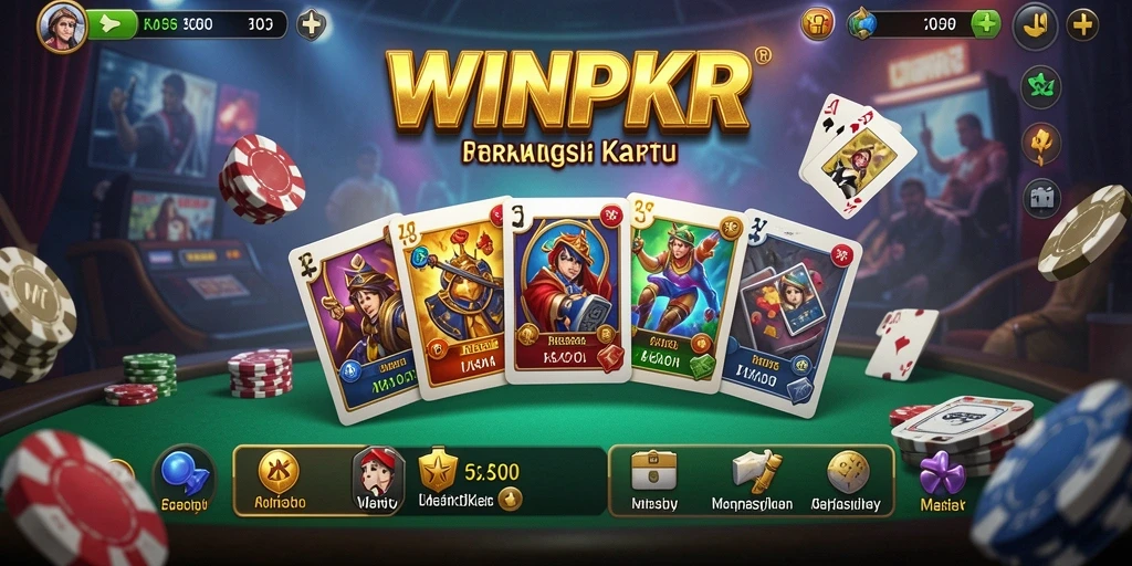 Tampilan gameplay WINPKR dengan strategi kartu yang mendebarkan.